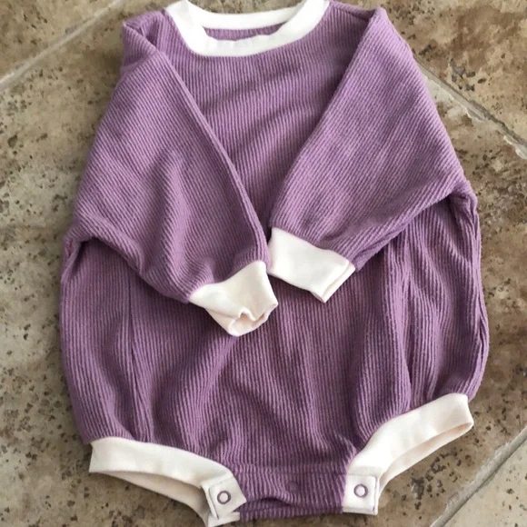 Purple Baby Onesie with White Trim - Picture 6 of 8